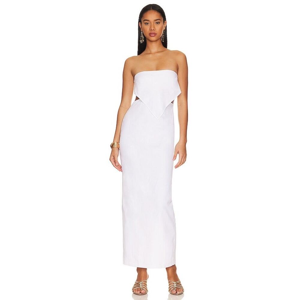 RUMER Roam Bandana Maxi Dress In White Oarty Cocktail Elegant Size M NWT
